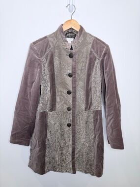 Chico's Long Patchwork Boho Whimsigoth Velvet Medieval Coat